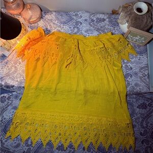 Yellow Lace Off-Shoulder Blouse